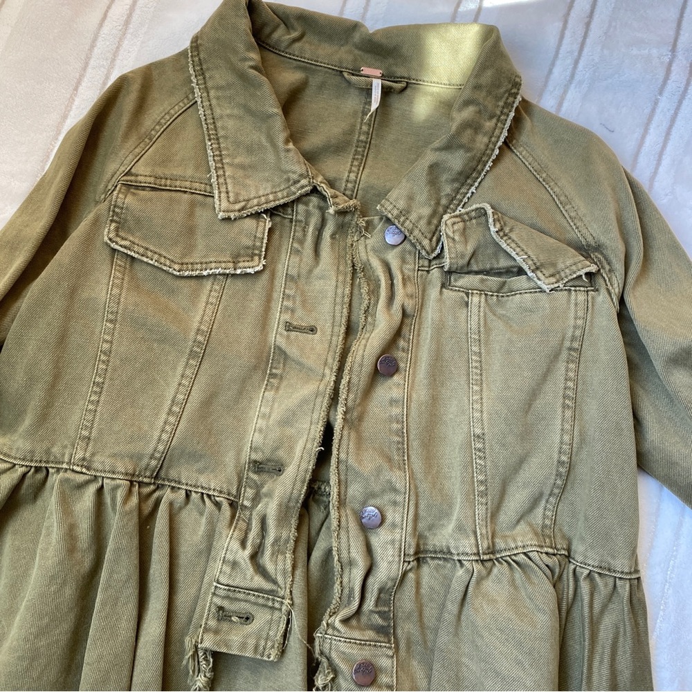 Free People Green Jean Jacket - Picture 2 of 6